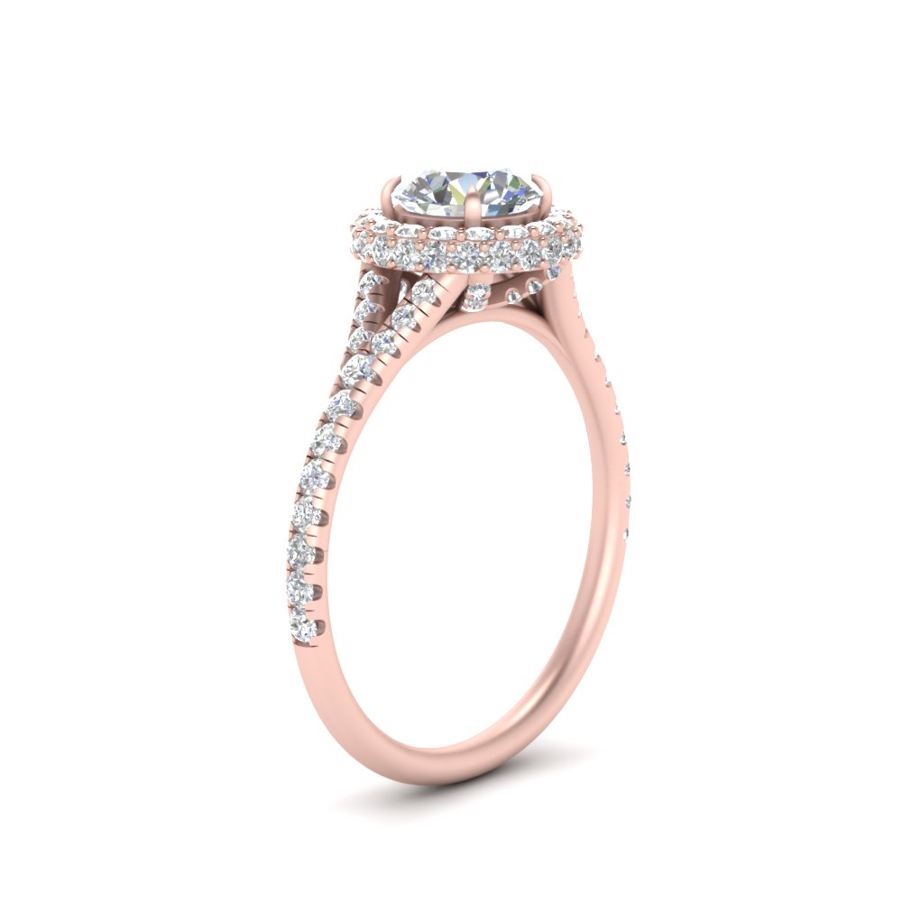 2 Ctw. Micropave Laboratory Grown Diamond Engagement Ring with 14K Rose Gold White Diamond