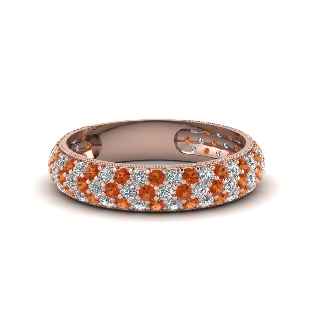 Custom Orange Sapphire Wedding Rings And Bands