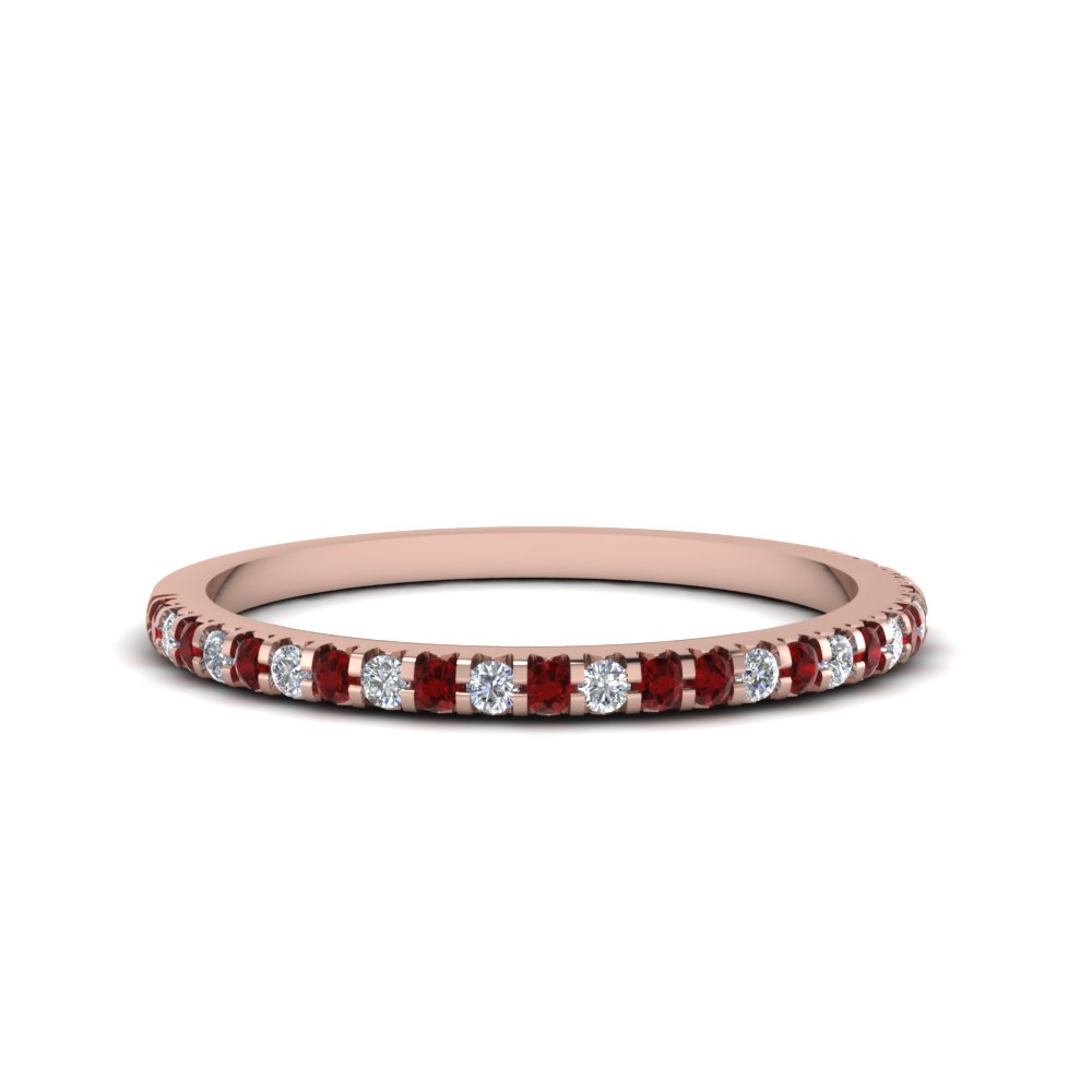 Thin Round Diamond Band With Ruby In 18k Rose Gold Fascinating Thin Round Diamond Band With Ruby In Fdens3009bgrudr Nl Rg