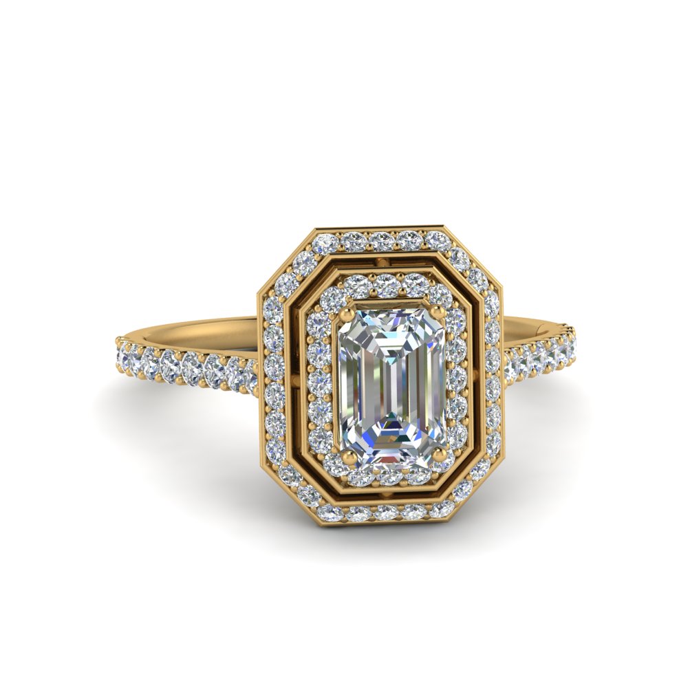 Emerald Cut Halo Diamond Rings