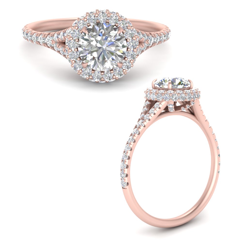 Micropave Laboratory Grown Lab Diamond Engagement Ring In 14K Rose Gold