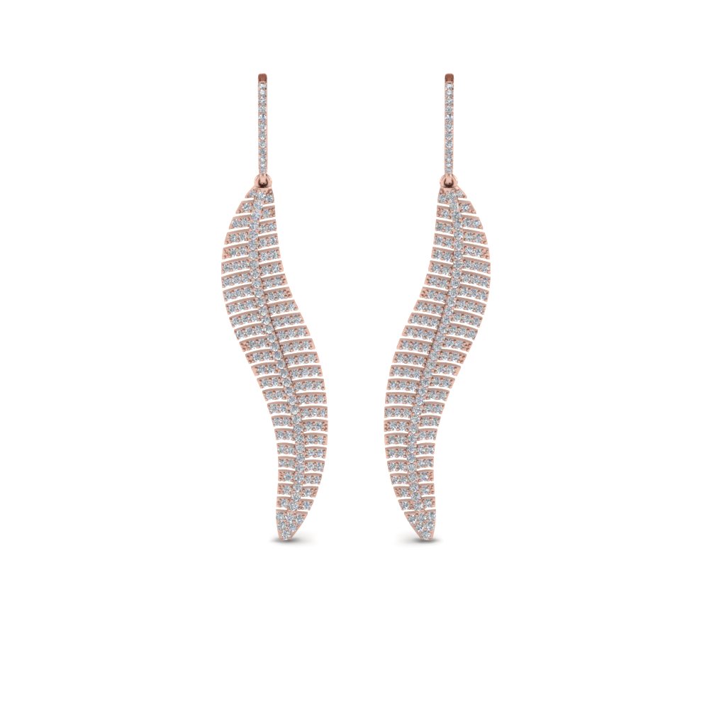 Rose Gold Micropave Leaf Diamond Earring