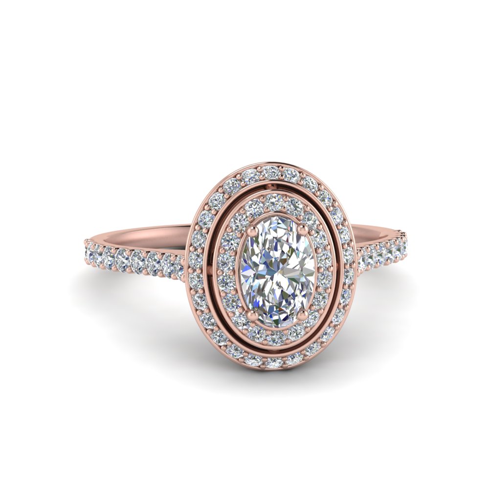 Double Halo Rose Gold Engagement Ring