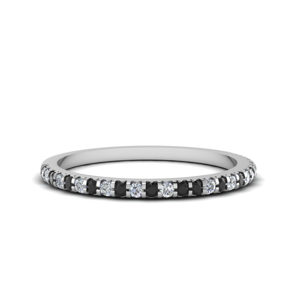 micropave wedding band for women with black diamond in 14K white gold FDENS3009BGBLACK NL WG