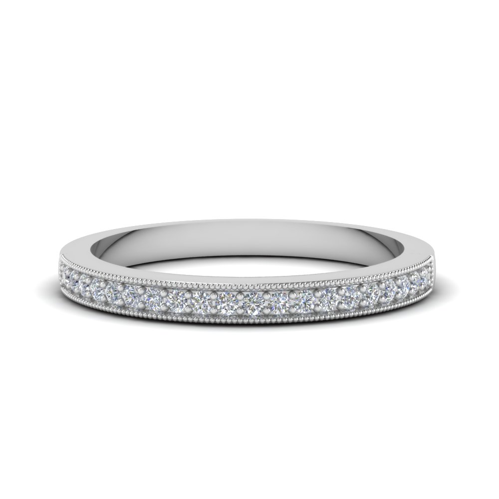 milgrain pave diamond wedding band in FD62254B NL WG