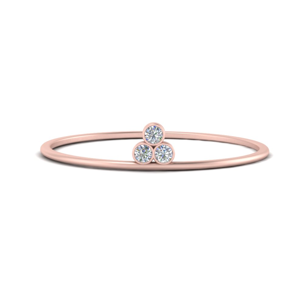 minimalist bezel 3 stone ring in 18K rose gold FD9416ROR NL RG