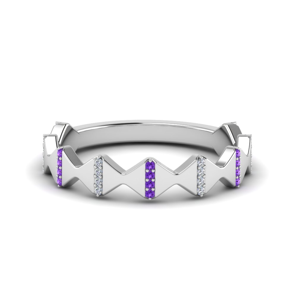 Purple Topaz Wedding Bands For Her