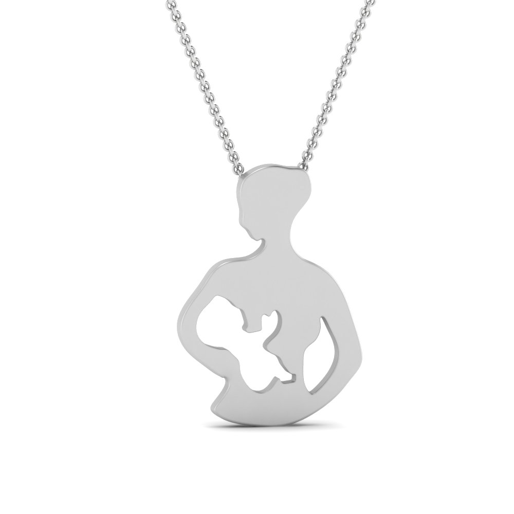 Child Solid Pendant In 14K White Gold 
