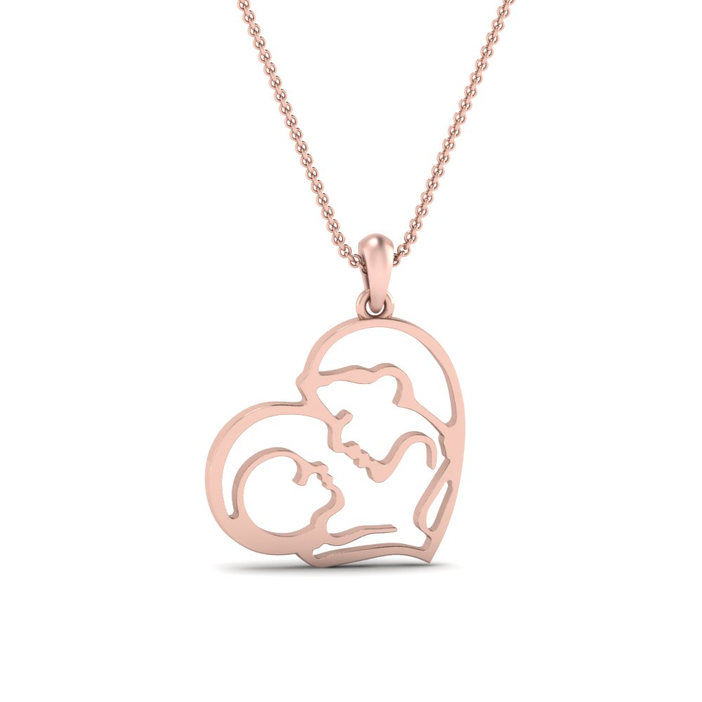 mother and son heart pendant in rose gold FDPD9368ANGLE1 NL RG