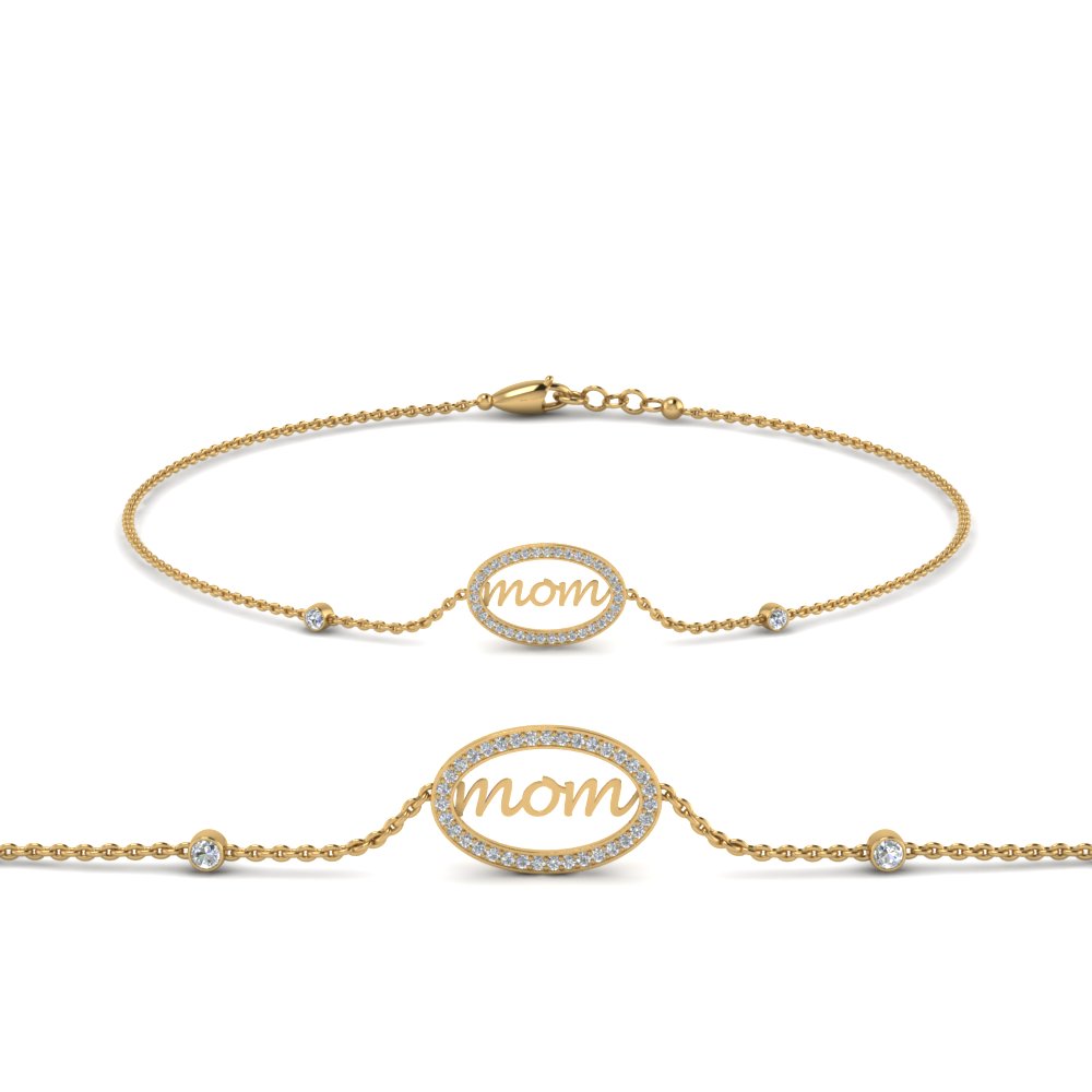 mothers day diamond bracelet in 14K yellow gold FDBRC 8682MD NL YG