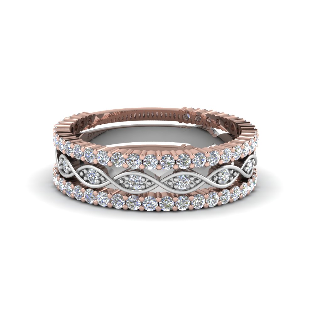 multi stack 2 tone diamond wedding band in 14K rose gold FD8054B NL RG TT