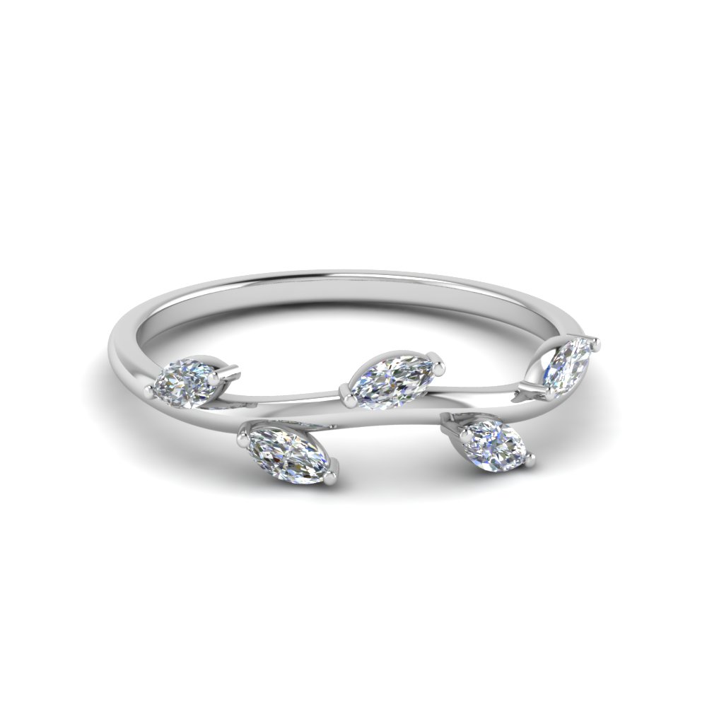 Nature Inspired Leaves Diamond Wedding Band