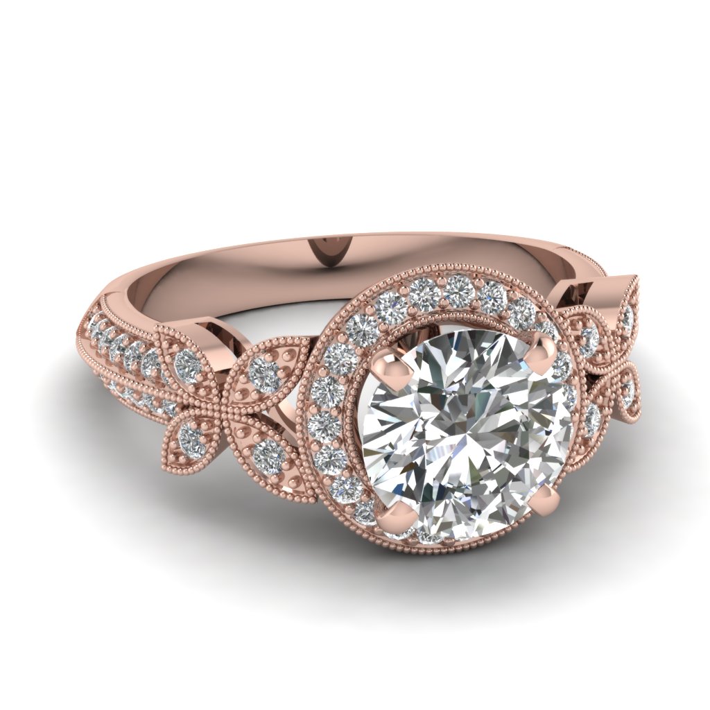 Vintage Halo Engagement Ring Diamonds On Side Vintage Halo Engagement Ring Diamonds On Side