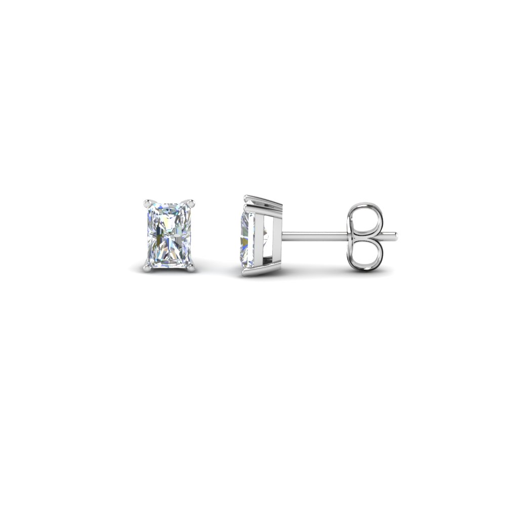 One Carat Radiant Diamond Stud Earring In 18k White Gold One Carat Radiant Diamond Stud Earring In Fdear4ra 0 50 Nl Wg