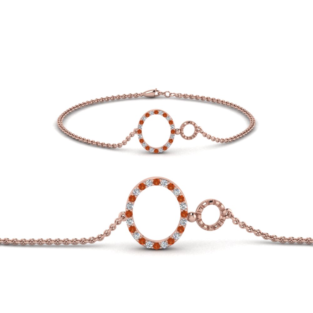 open circle chain diamond bracelet with orange sapphire in FDCMJ2933BGSAORANGLE2 NL RG