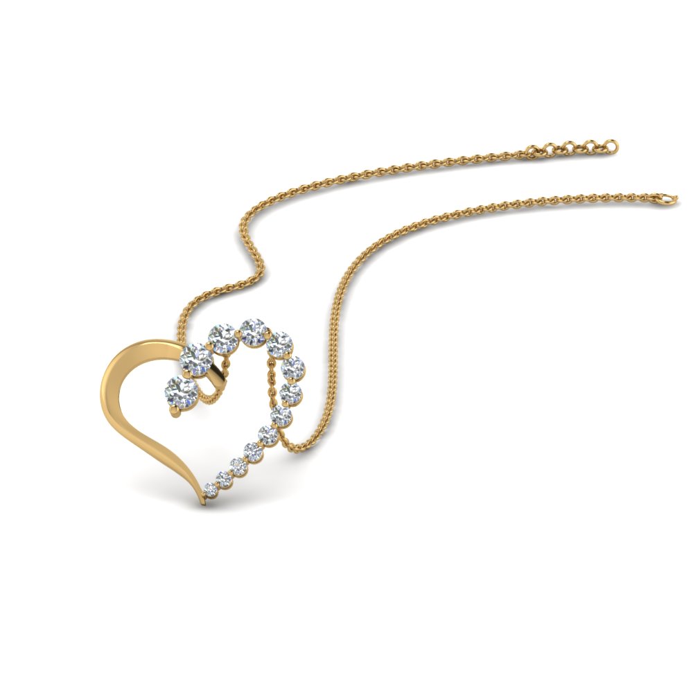 open heart diamond pendant gift in FDHPD383 NL YG