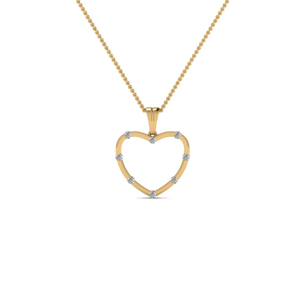 open heart diamond pendant neckace in FDHPD164 NL YG