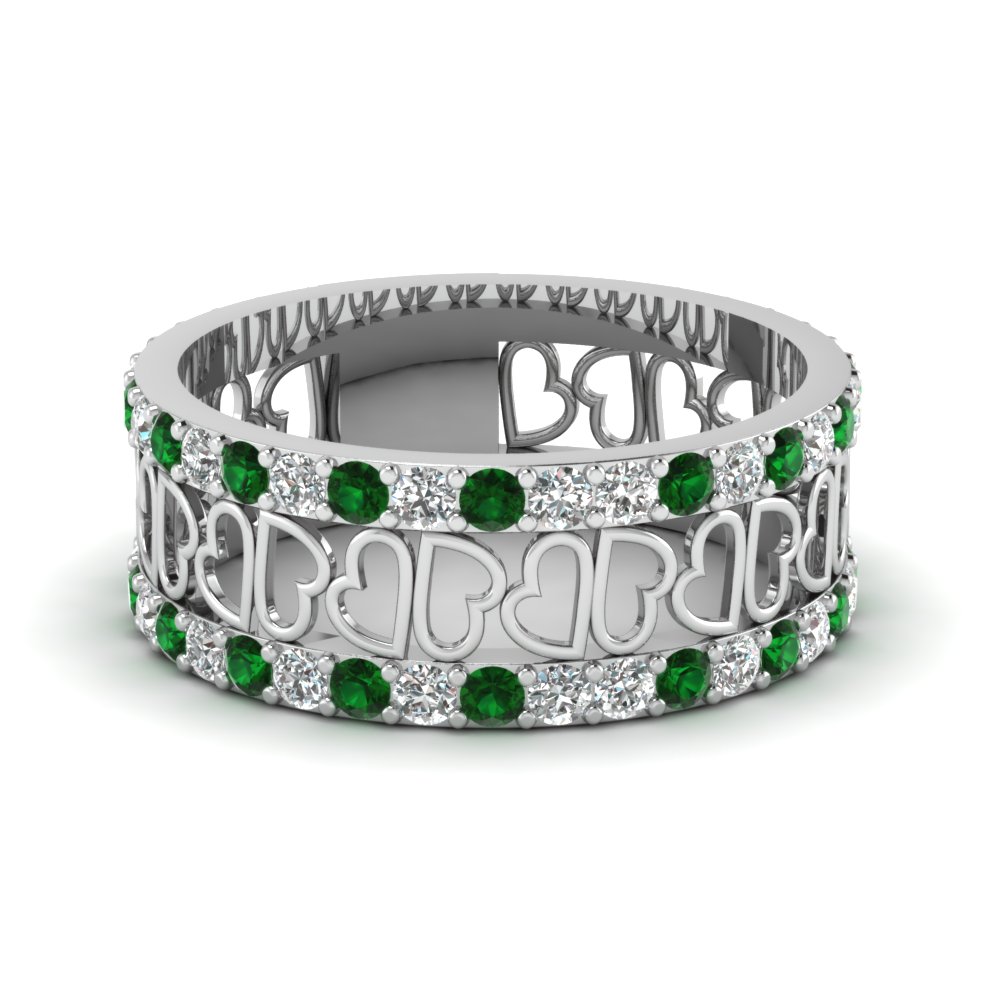 Green Emerald Wedding Bands For Her