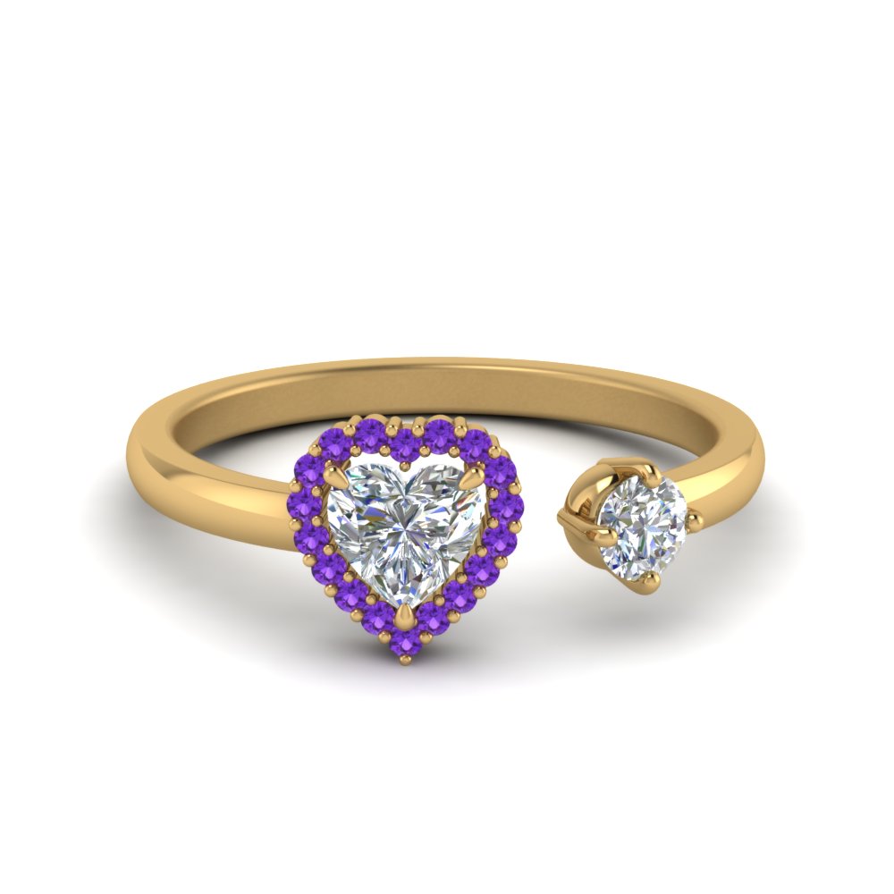 Open Heart Purple Topaz Ring