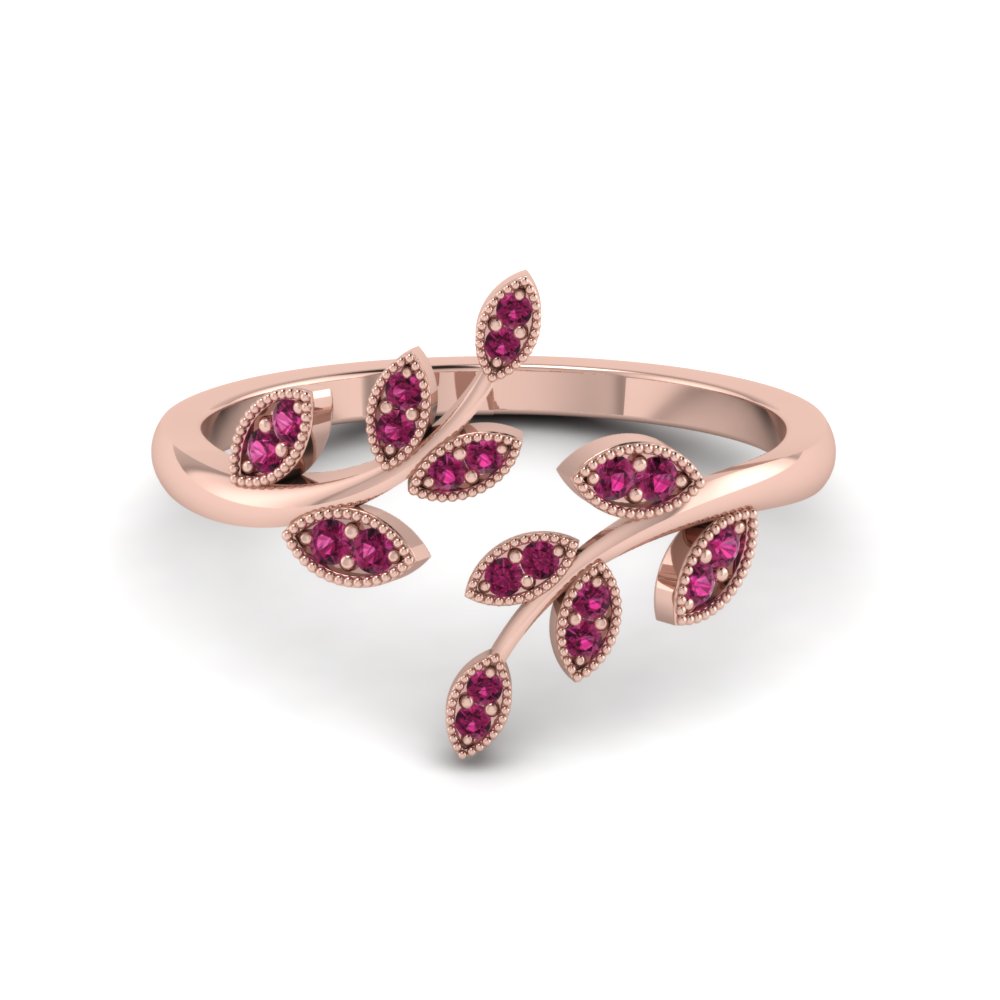 Open Leaf Pink Sapphire Ring