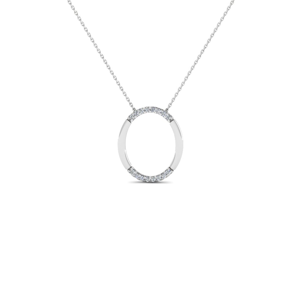 open oval diamond pendant nekclace anniversary gifts in 14K white gold FDPD1851 NL WG GS