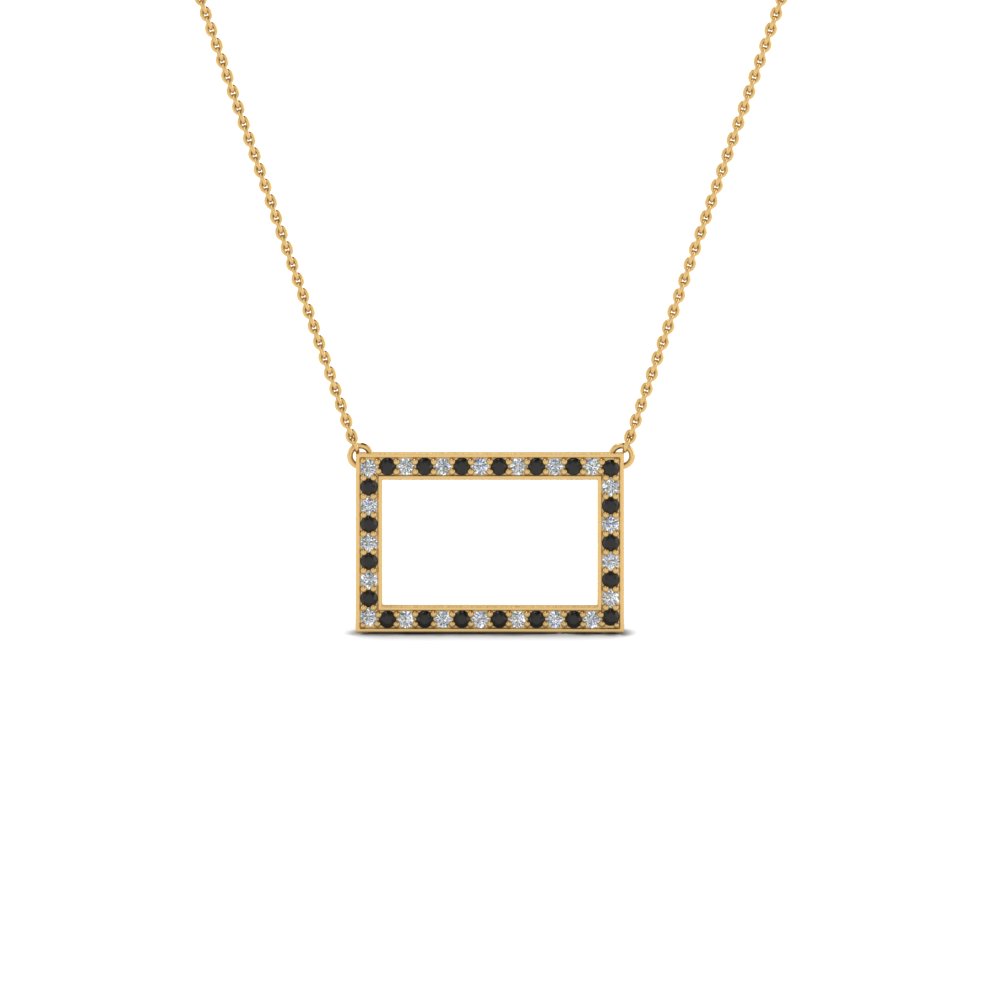 open rectangle pave pendant with black diamond in FDPD8093GBLACK NL YG
