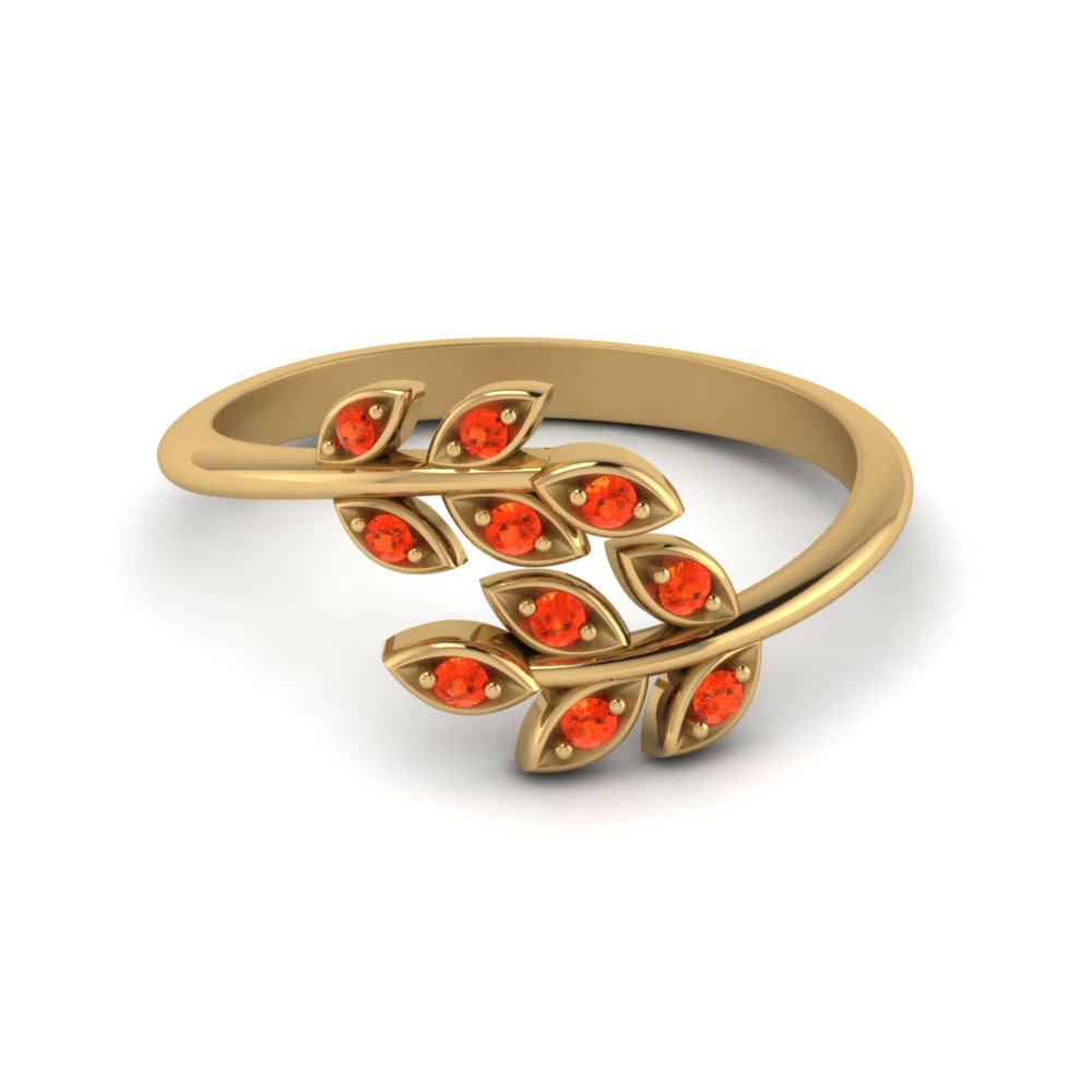 Open Ring With Beautiful Leaf Design