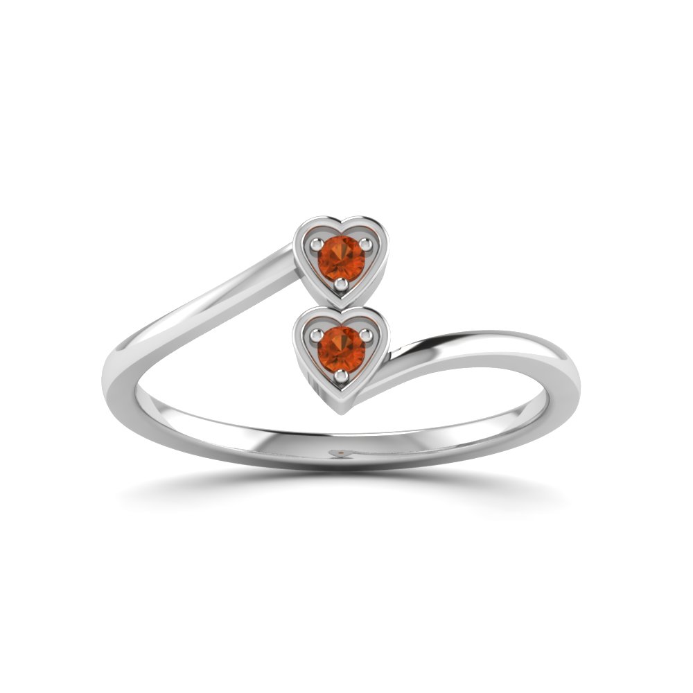 Orange Sapphire 2 Stone Crossover Promise Ring In 950 Platinum ...