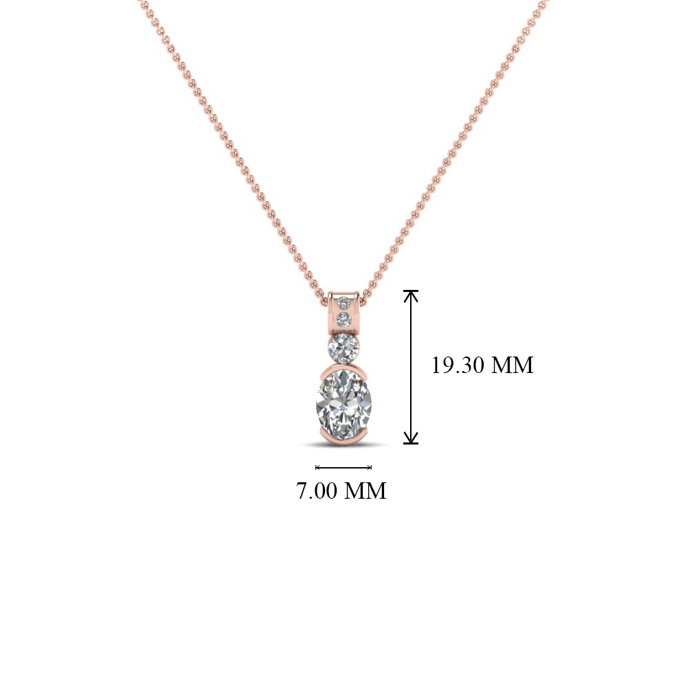 Oval Diamond Drop Pendant Necklace In 14K Rose Gold | Fascinating Diamonds