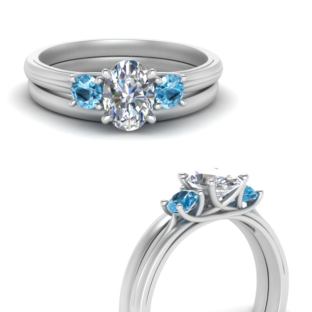 Blue topaz clearance wedding ring set