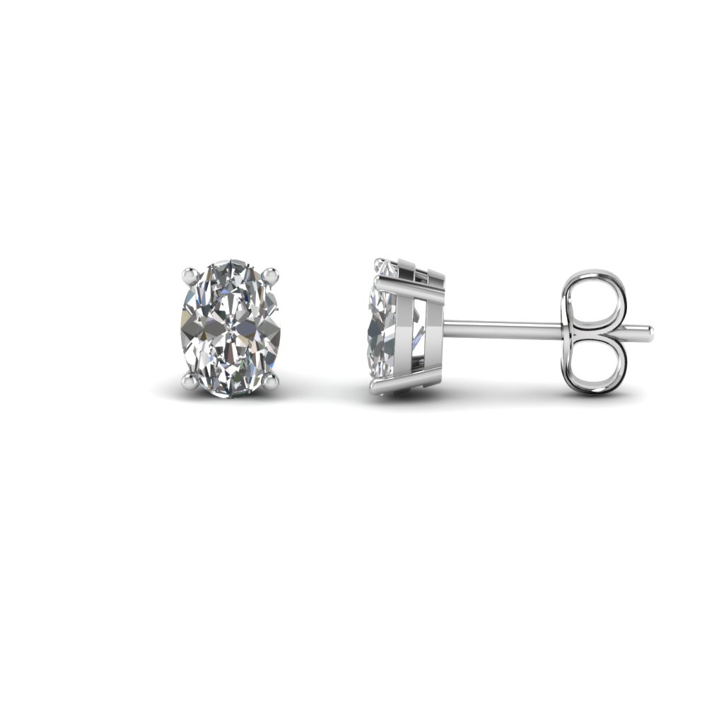 Oval Diamond Stud Earring 2 Carat In 18k White Gold Fascinating Oval Diamond Stud Earring 2 Carat