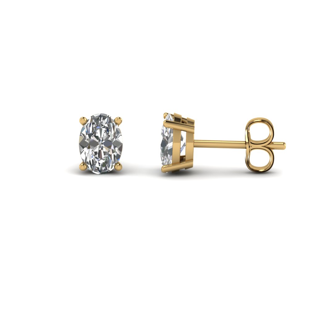 Oval Diamond Stud Earring 2 Carat In 18k Yellow Gold Fascinating 2 Ct Oval Diamond Earrings 18k Yellow Gold