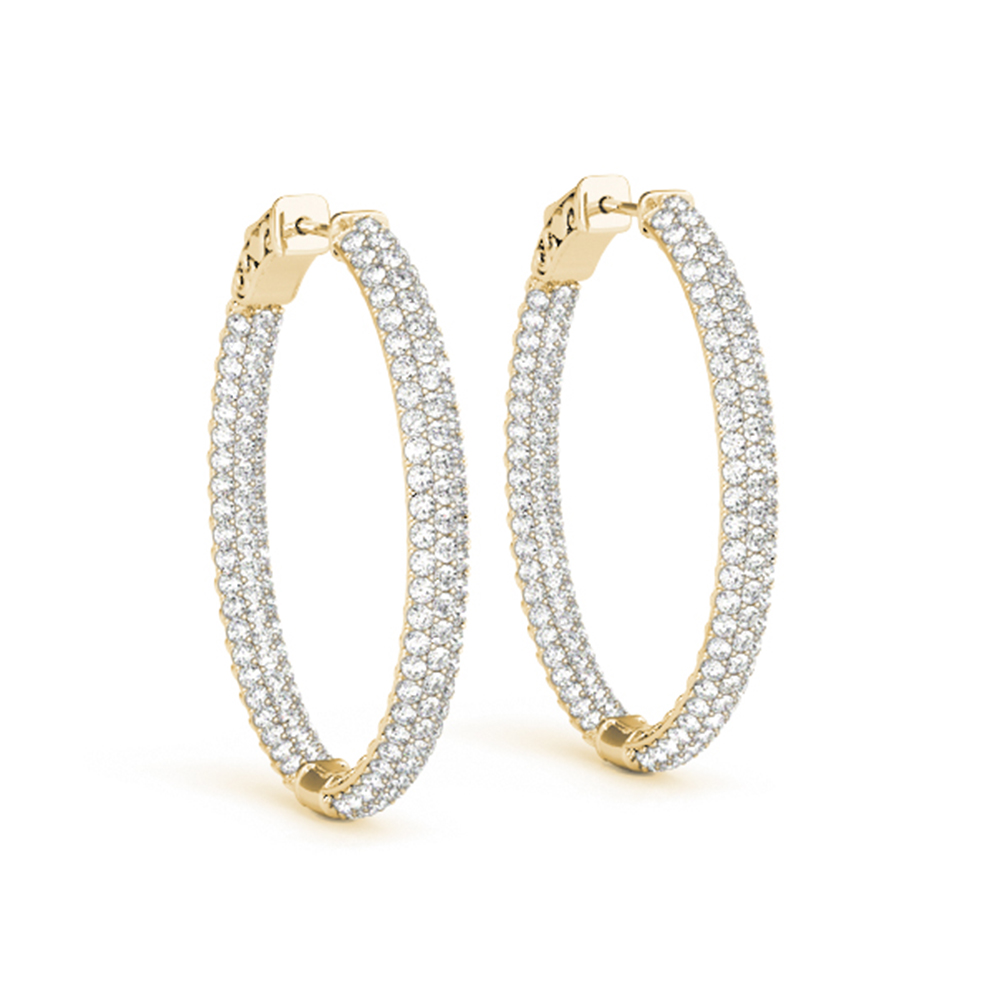 Oval Inside Out Diamond Hoop Earring In 14k Yellow Gold Oval Inside Out Diamond Hoop Earring In Fdoear41023angle1 Nl Yg