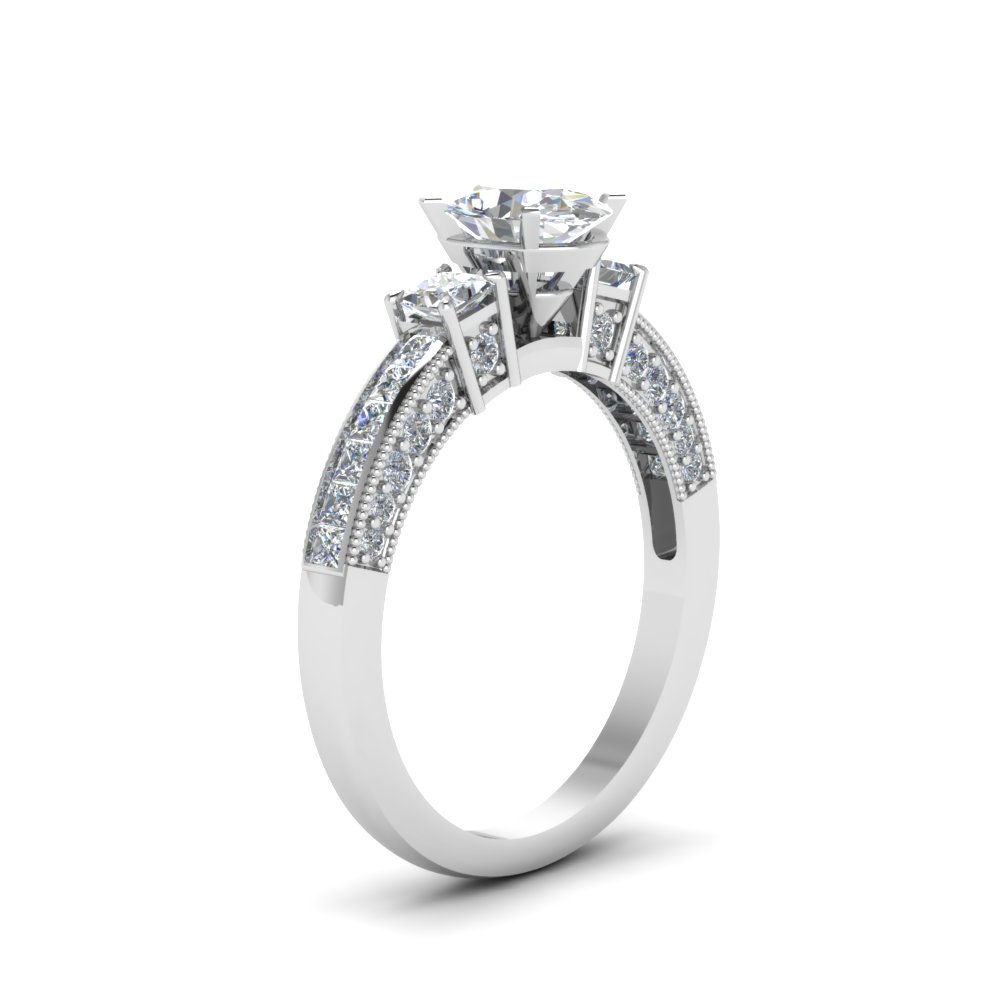 1.50 Ctw. Oval Lab Diamond Channel Engagement Ring with 14K White Gold Lab Grown Diamond