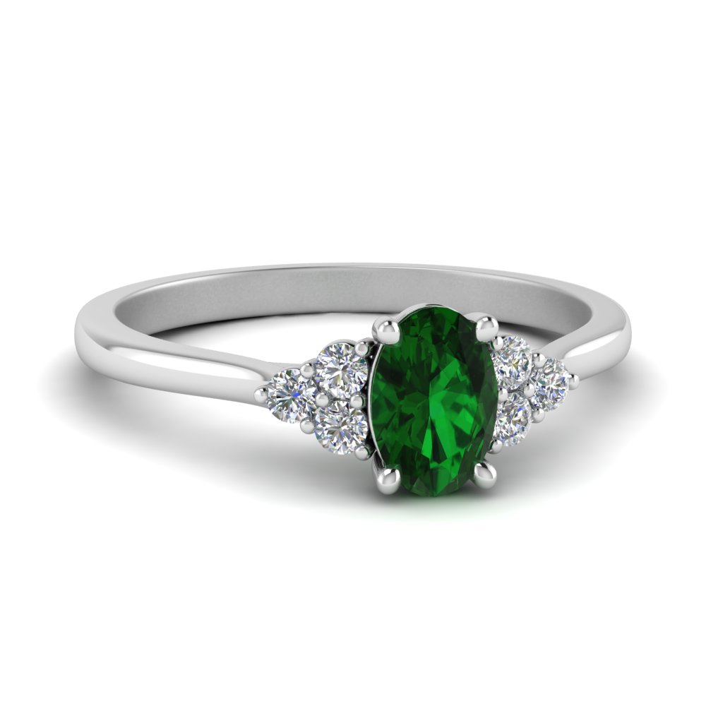 Oval Petite Cathedral Emerald Ring In 