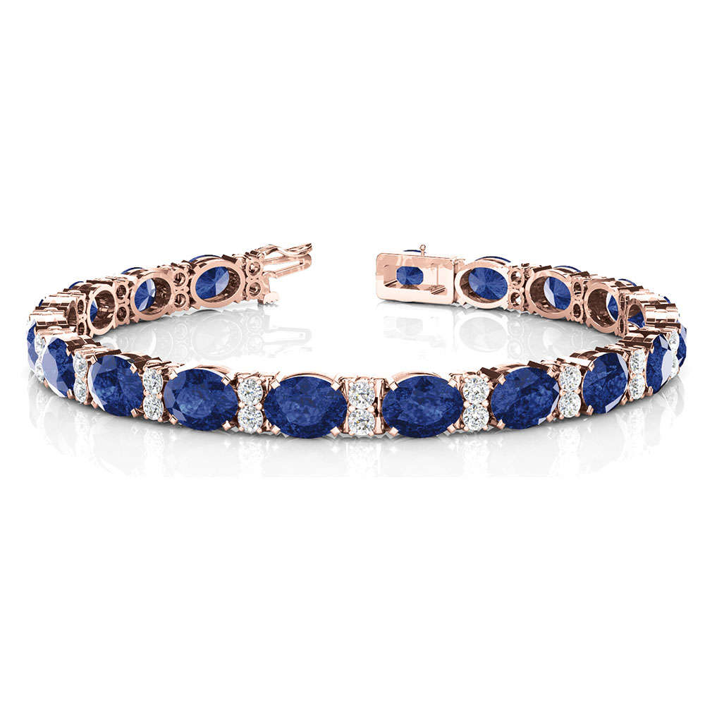 oval sapphire with diamonds bracelet in FDOBR70033OVANGLE2 NL RG