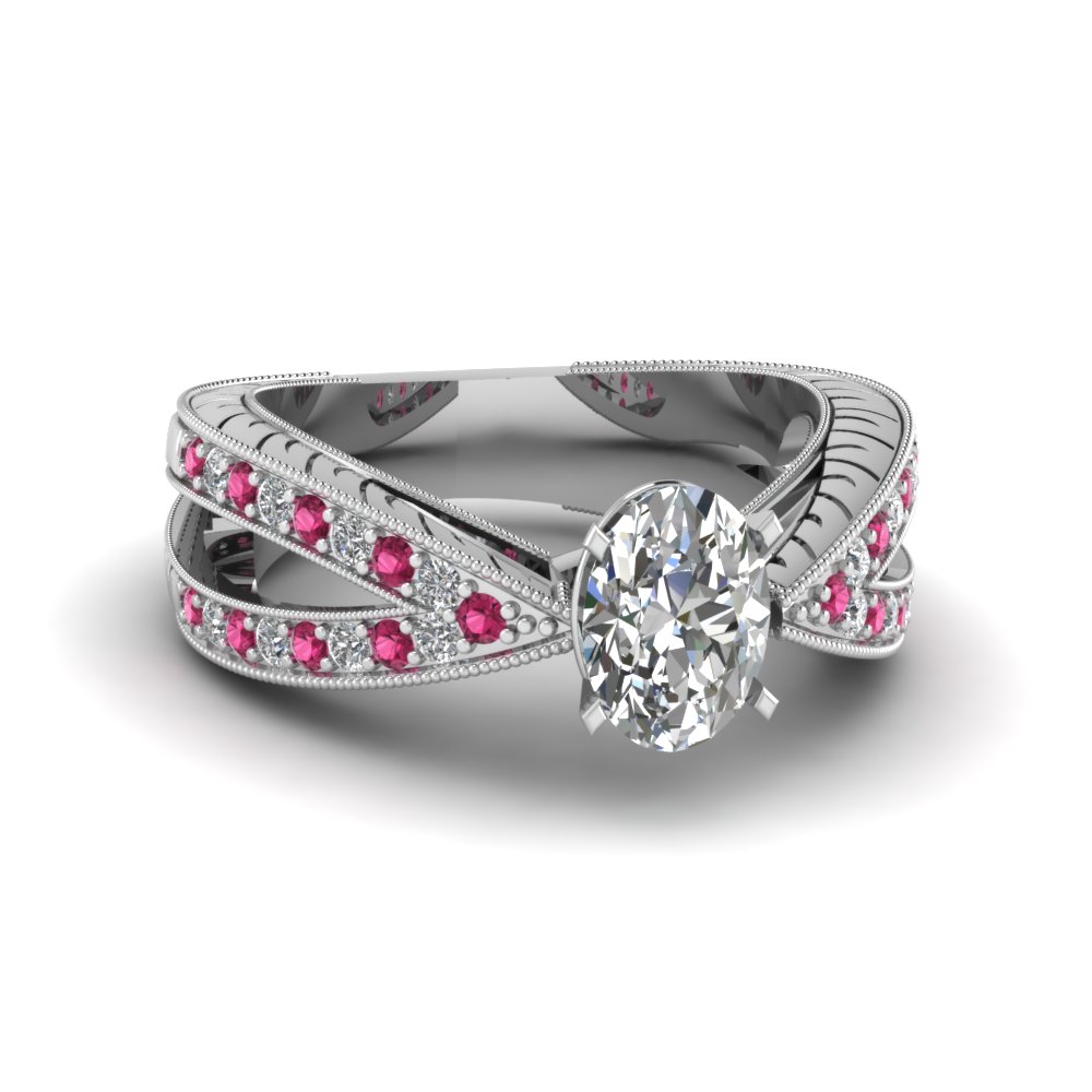 Pink Sapphire Vintage Engagement Rings With Oval