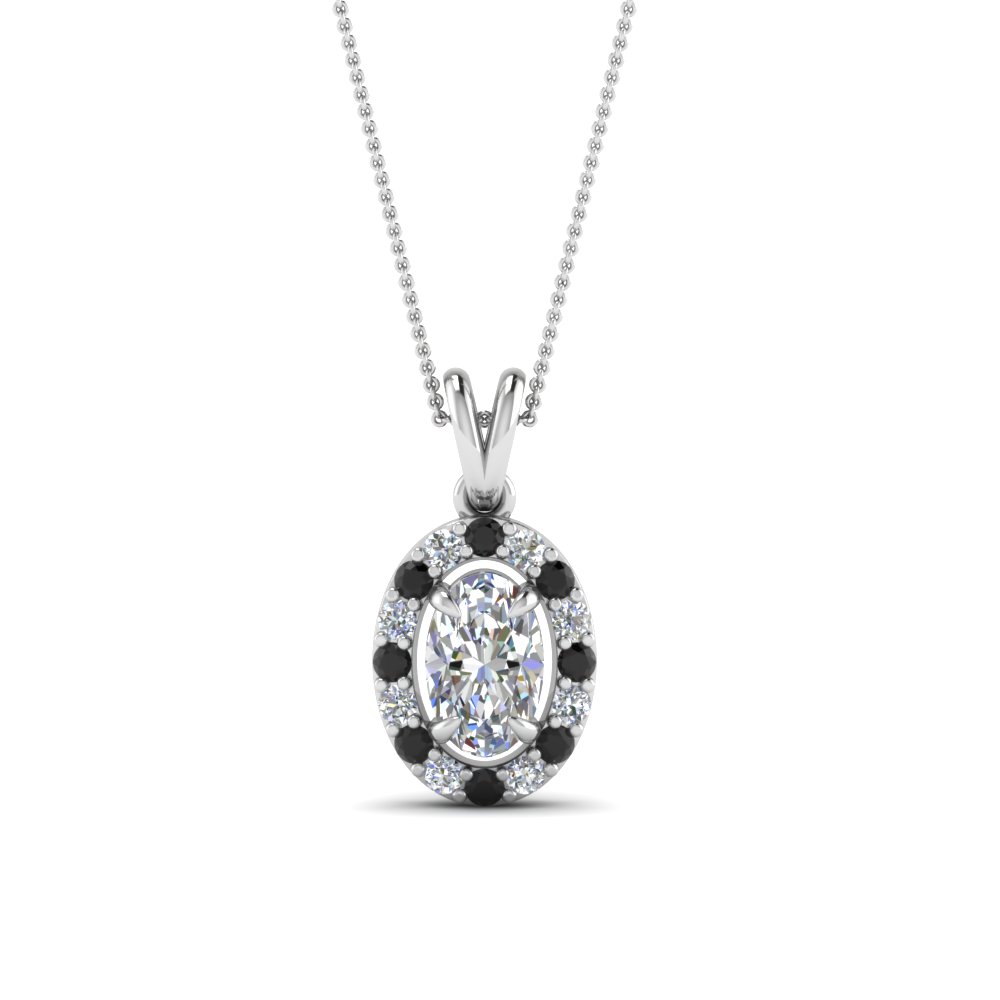 halo oval pendant with black diamond in FDPD1188OVGBLACK NL WG