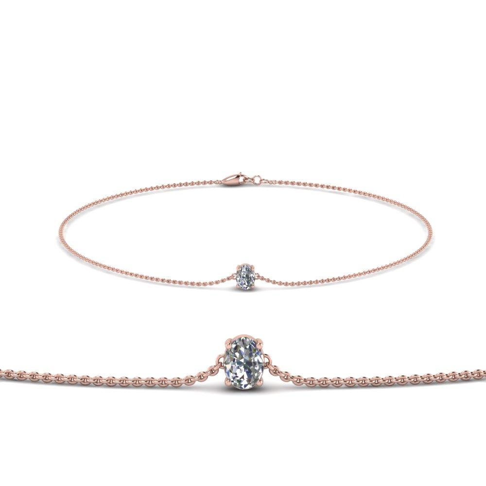 oval shaped diamond chain bracelet in FDBRC8656OV NL RG