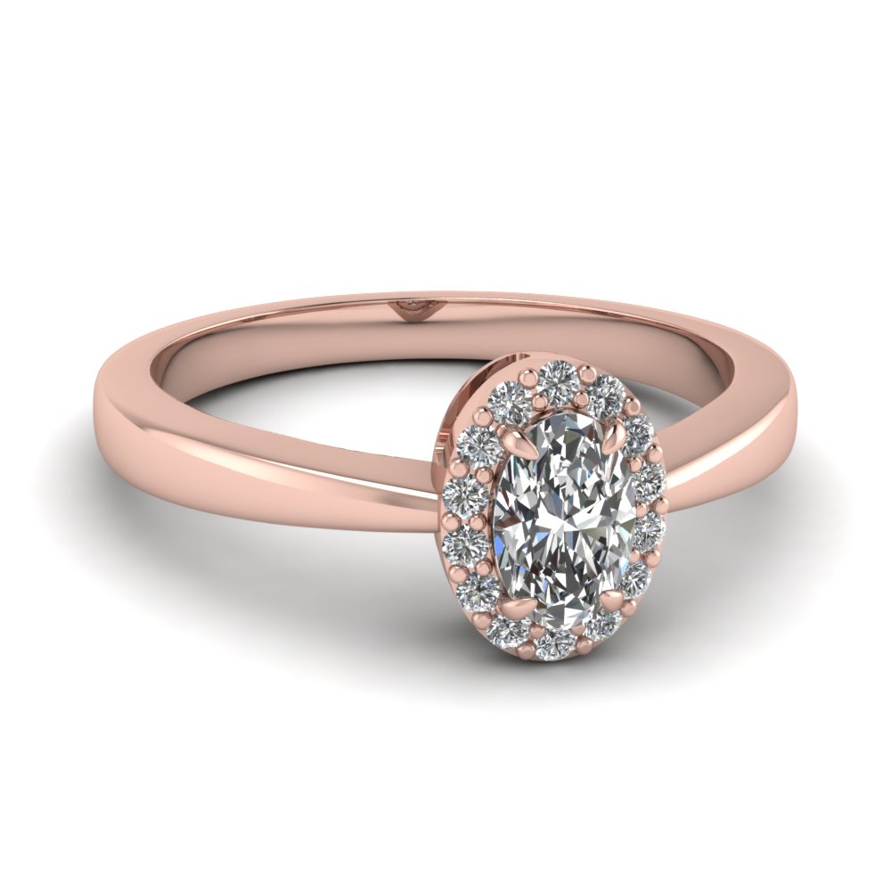 Delicate Halo Oval Diamond Ring