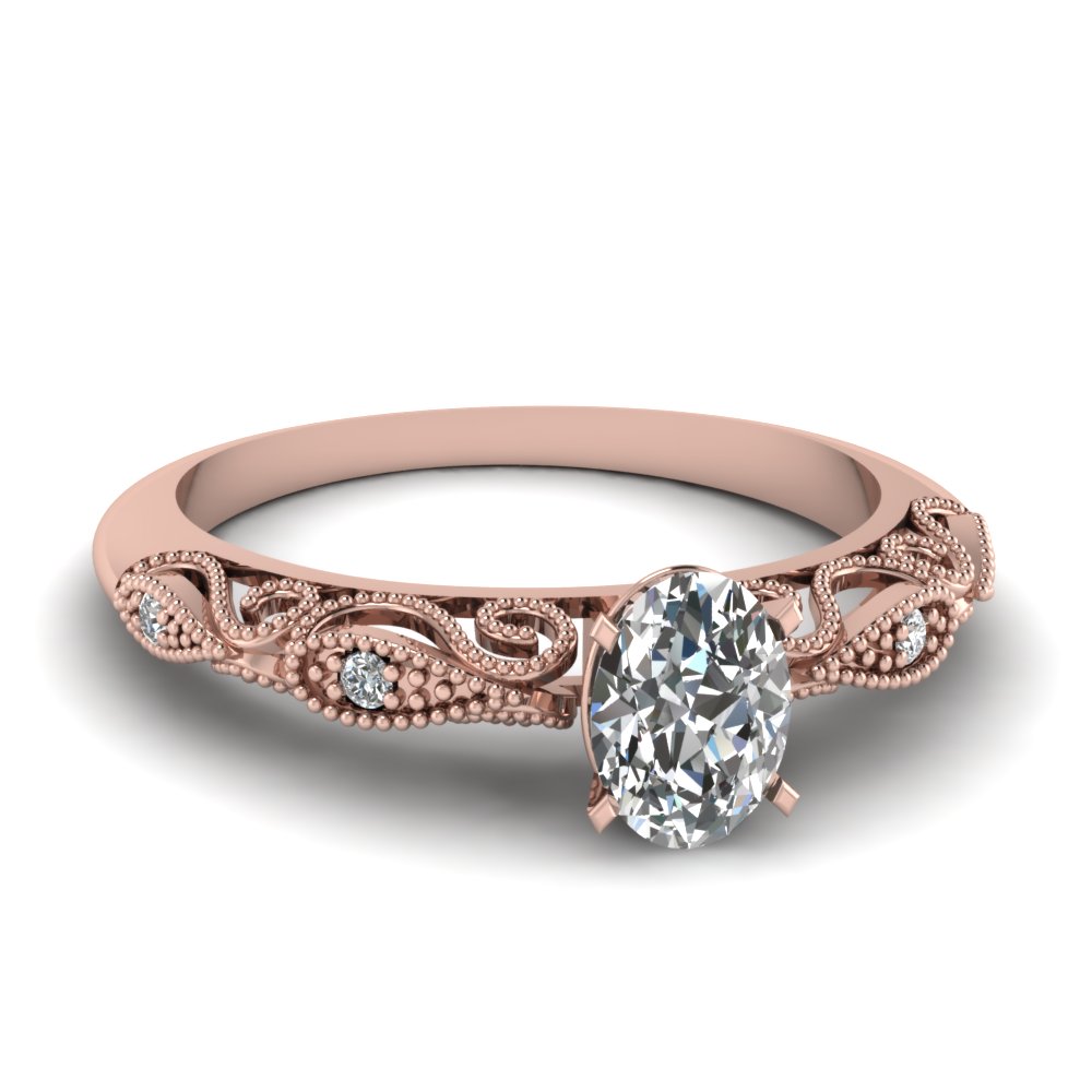 oval shaped diamond engagement ring in 14K rose gold FD69805OVR NL RG