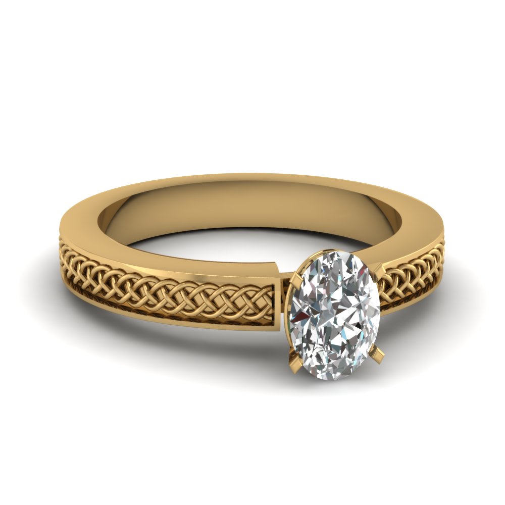 Weaved Design Solitaire Diamond Ring