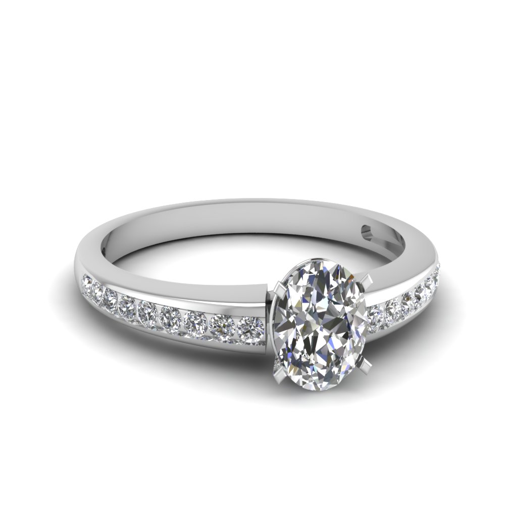 Channel Set Oval Diamond Engagement Ring In 950 Platinum 