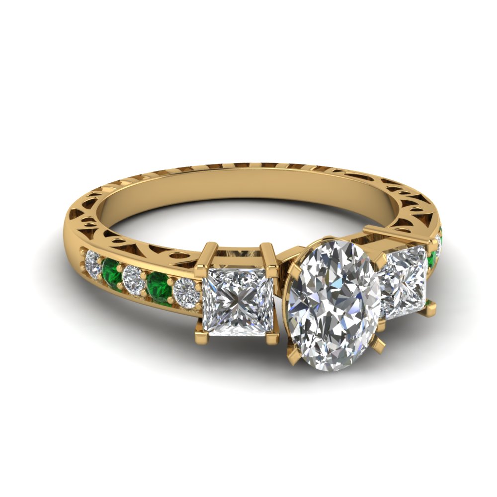 18k Yellow Gold Vintage Style Filigree Engagement Ring