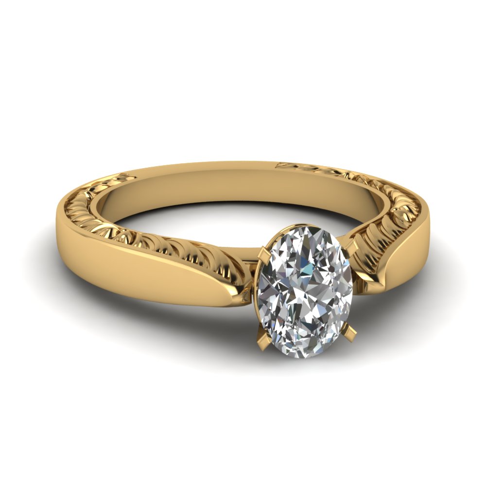 Engraved Solitaire Engagement Ring