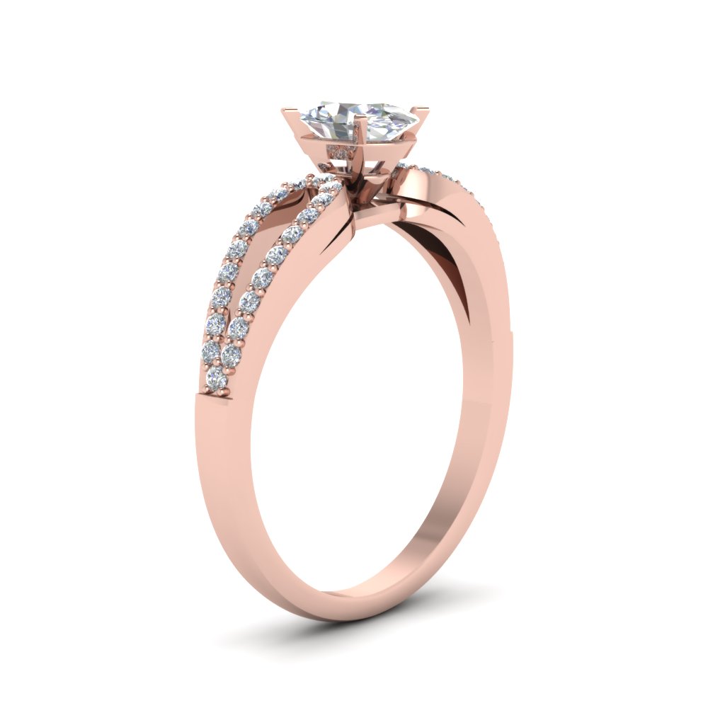 Oval Shaped Loop Split Diamond Engagement Ring In 14K Rose Gold ...