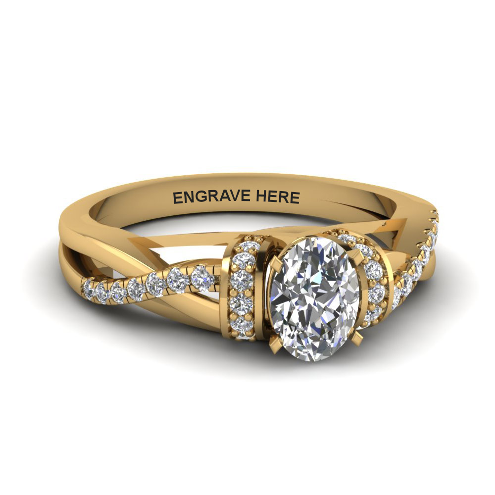 Oval Shaped Personalized Pave Split Ring