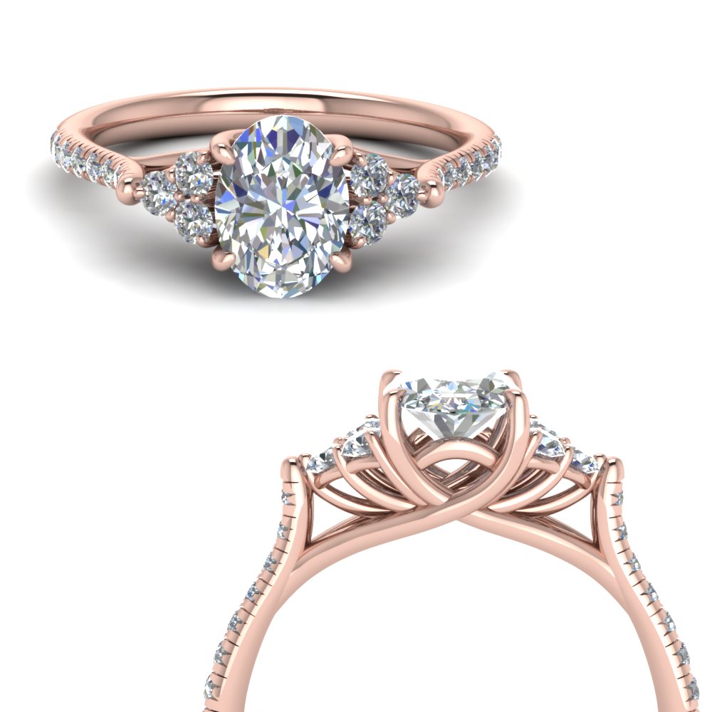 Oval Shaped Petite Cathedral Ring