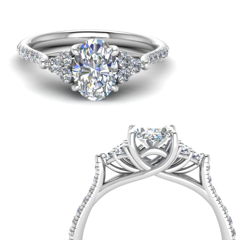 Oval diamond clearance cathedral setting