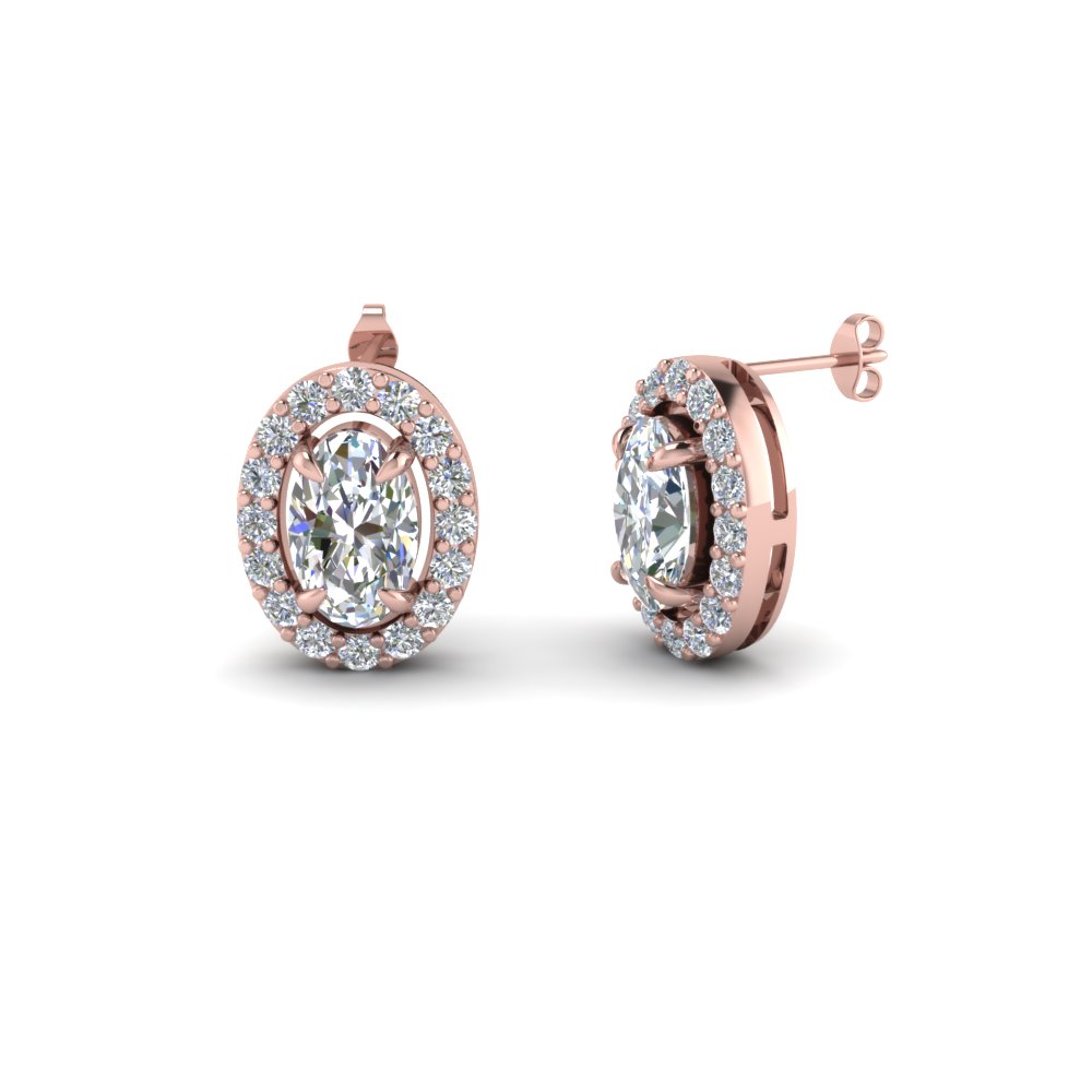 Oval Shaped Stud Diamond Earrings In 18k Rose Gold Fascinating Oval Shaped Stud Diamond Earrings In Fdear1186ov Nl Rg